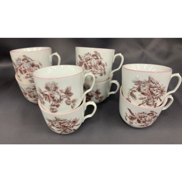 Antique Haviland Limoges English Registry 11pc Pink Braided Rope Handles Tea Set - Picture 3 of 12